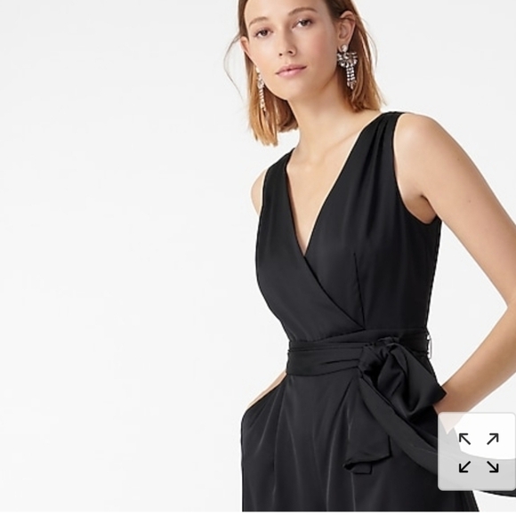 J Crew Sleeveless Satin V Neck V Back Jumpsuit - Picture 3 of 7